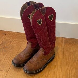 Ariat Red and Brown Heart Boots